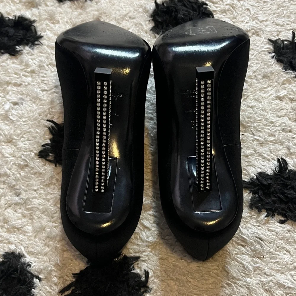 Saint Laurent size 37 silk black crystal embellished heels - Picture 9 of 13